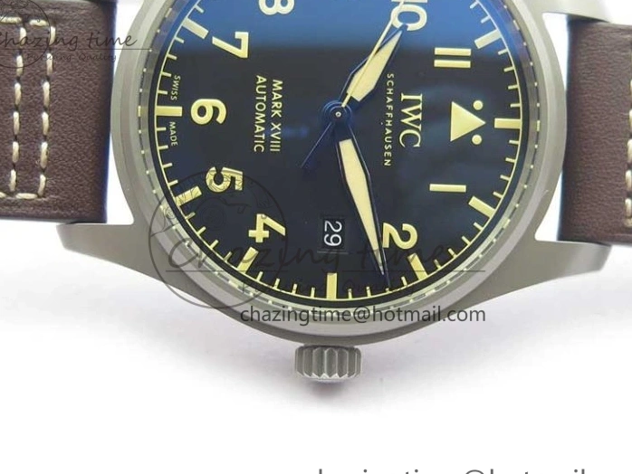 MIROTIME 0507 Mark XVIII IW327006 Titanium V7F 1:1 Best Edition Black Dial on Brown Leather Strap A Attractive 7080